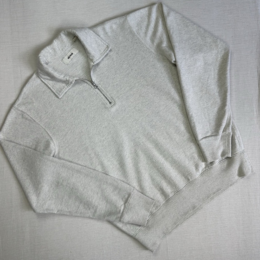 Buck Mason Oversized 1/4 Zip Sweater Men M Gray Sweatshirt Cotton Retro Classic